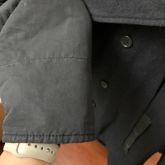 John Varvatos USA Wool Blend Hooded Peacoat Jacket - Men's Size L - Black - Picture 11 of 15